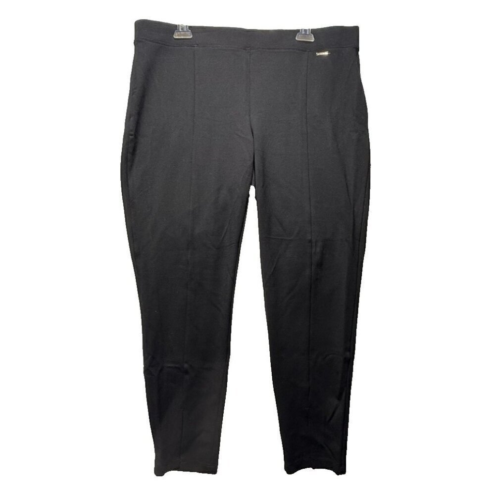 Tahari Women Black Pull On Ankle Dress Pants XL Stretchy Office Casual Modal